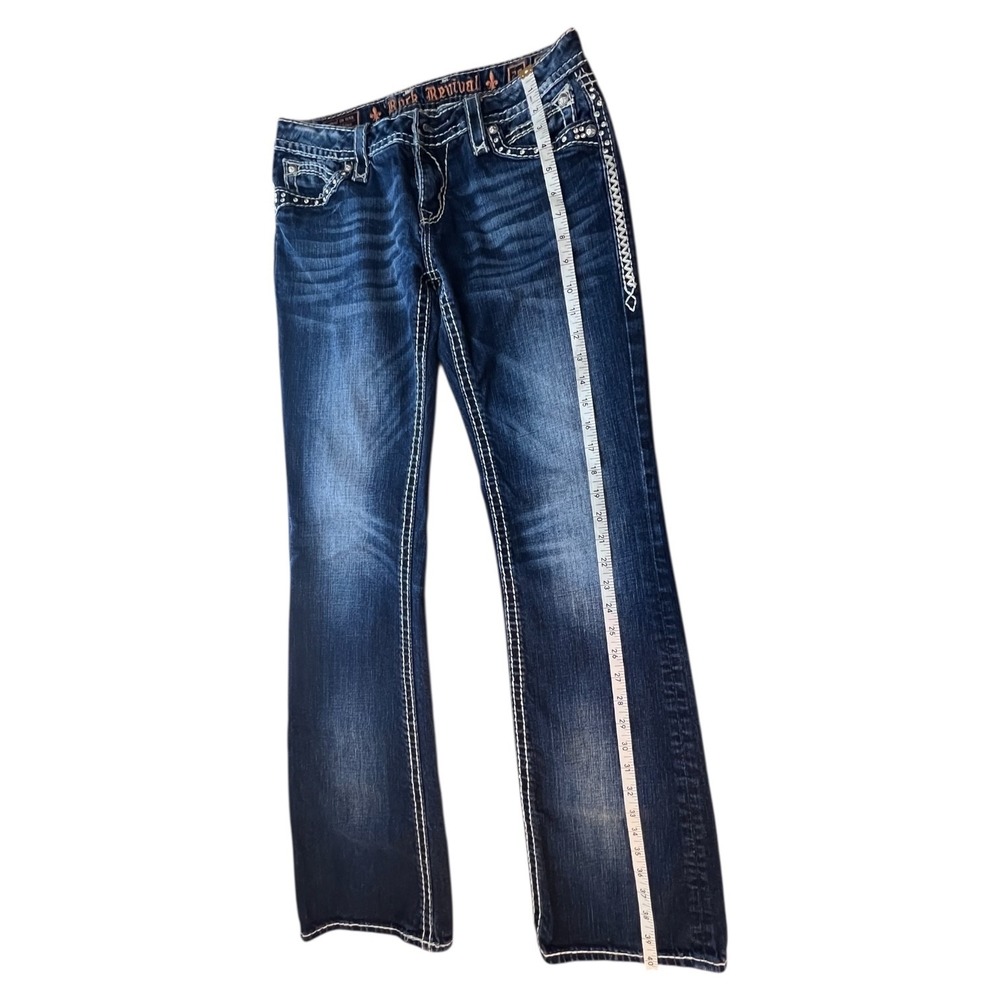 Rock Revival Bootcut Jeans Women's 29 Thick Stitch Bling Western Rodeo Denim - Picture 8 of 16